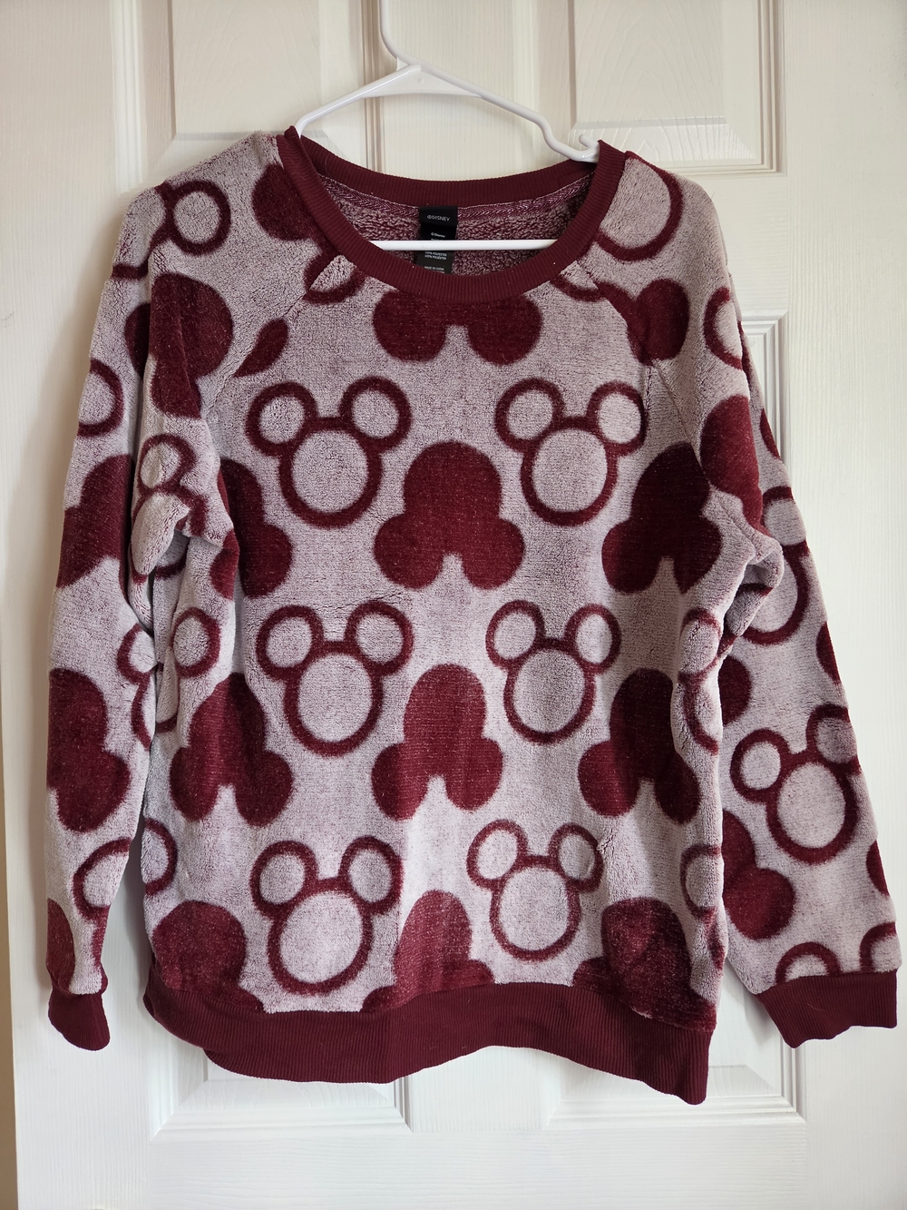 Disney Mickey Mouse Plush Pajama Lounge Set Burgundy Pink Large - Picture 2 of 6